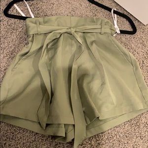 REVOLVE OLIVE GREEN PAPER BAG SHORTS